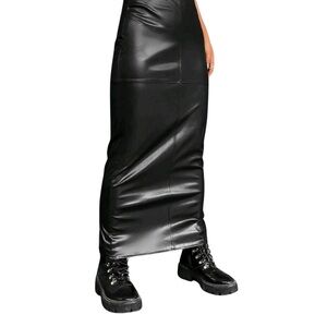 Black Leather Maxi Skirt